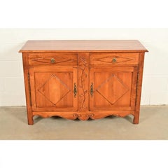 French Provincial Louis XV Carved Solid Maple Sideboard or Bar Cabinet