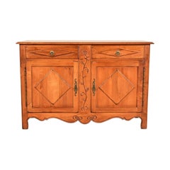 French Provincial Louis XV Carved Solid Maple Sideboard or Bar Cabinet