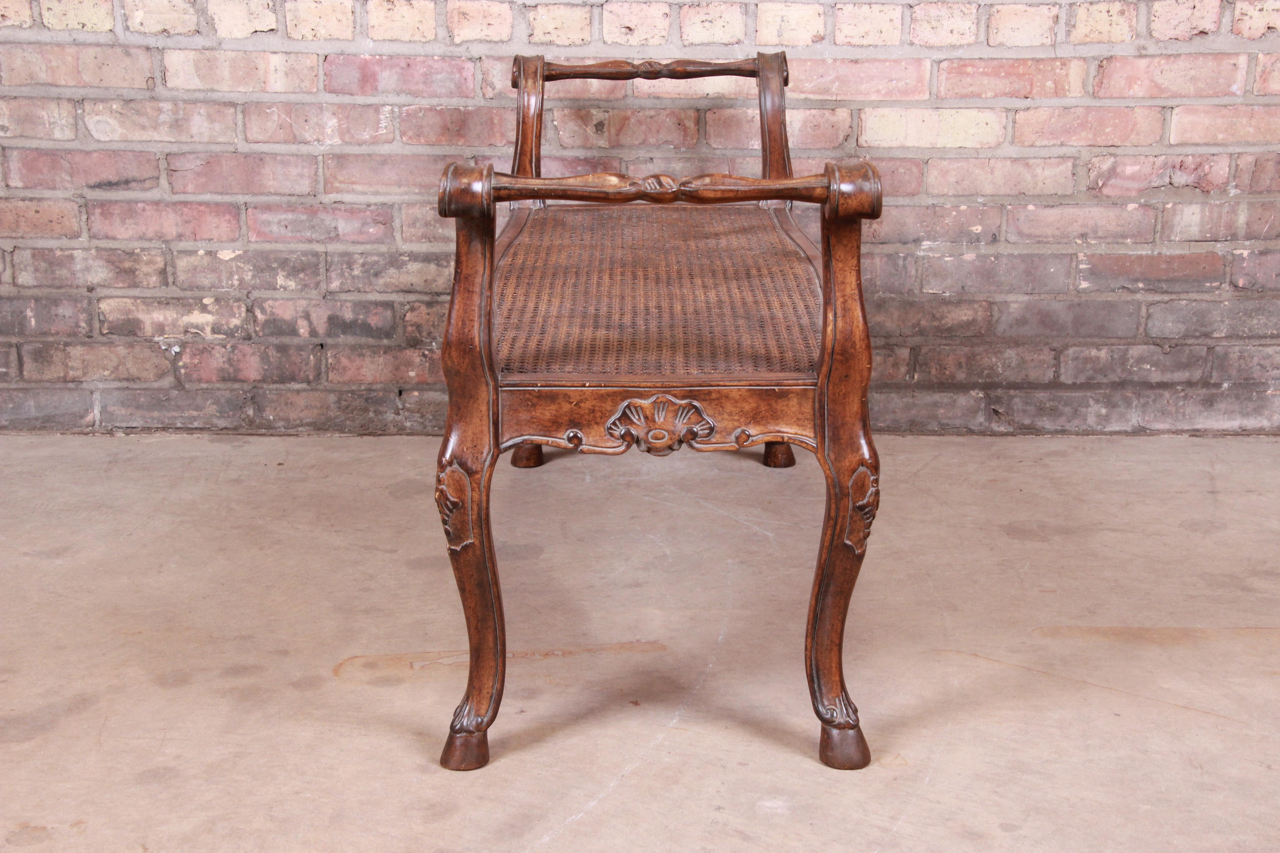 French Provincial Louis XV Carved Walnut and Cane Window Bench 5