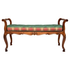 French Provincial Louis XV Carved Walnut and Cane Window Bench