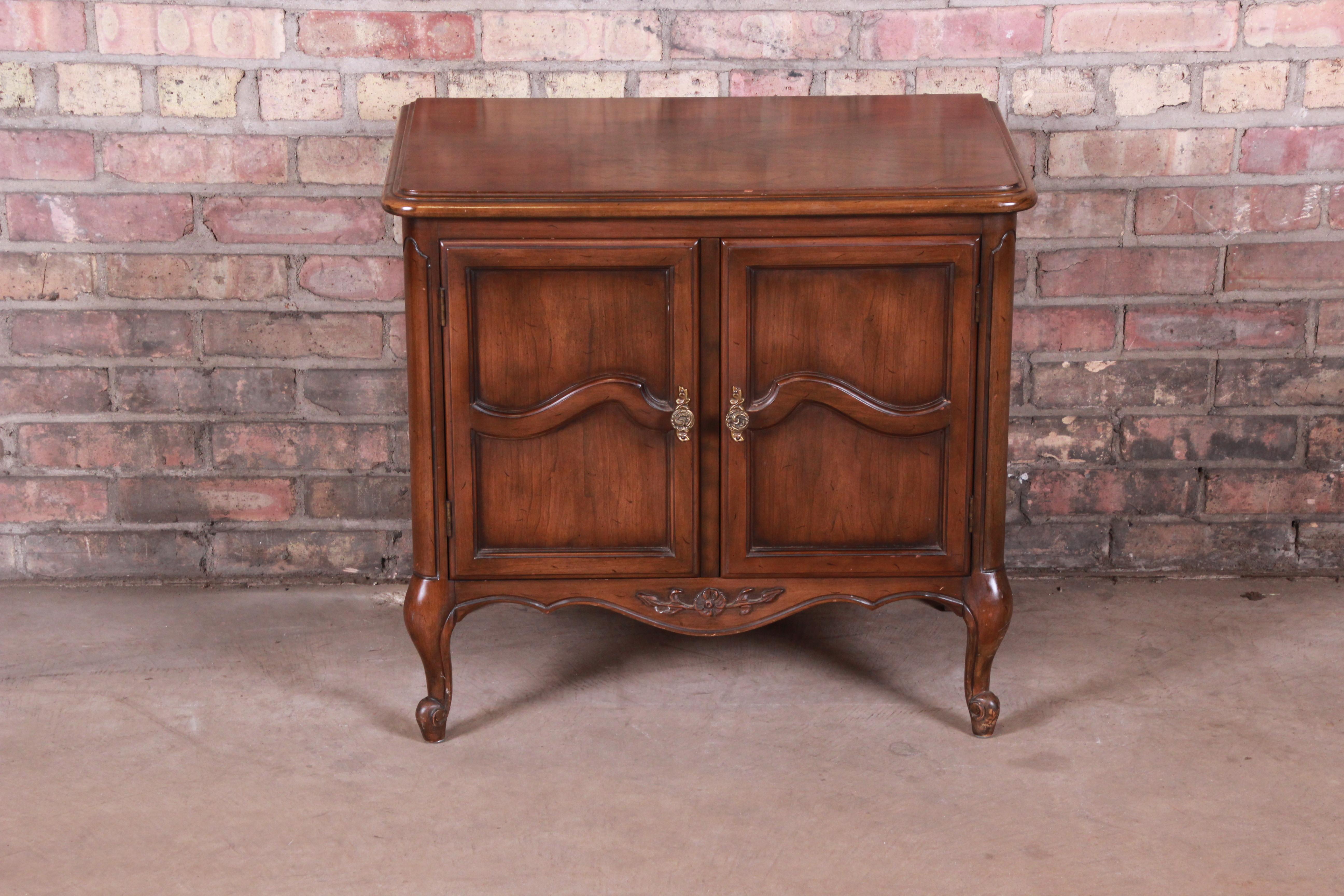 American French Provincial Louis XV Carved Walnut Nightstand