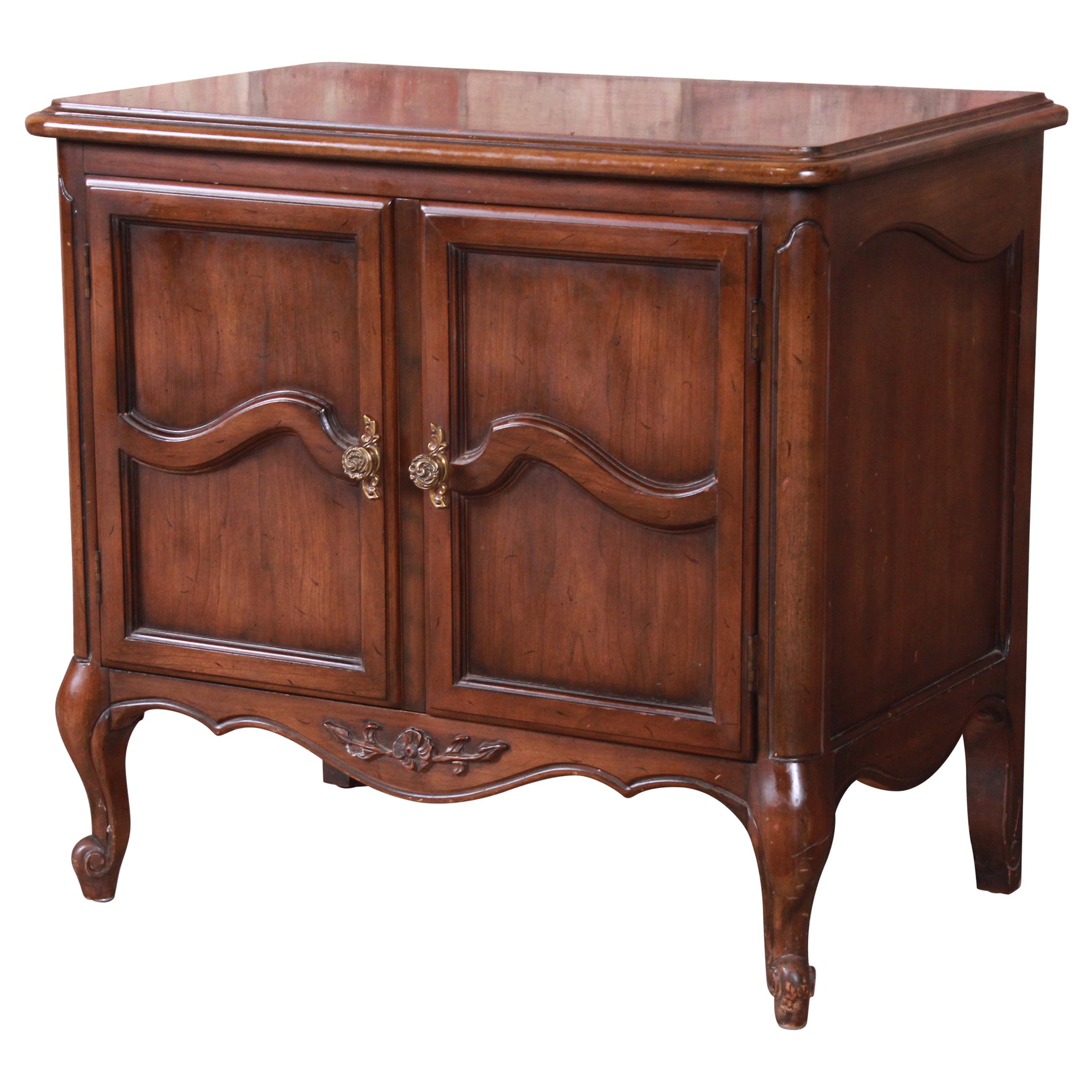 French Provincial Louis XV Carved Walnut Nightstand