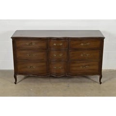 French Provincial Louis XV Carved Walnut Triple Dresser, Circa 1960s