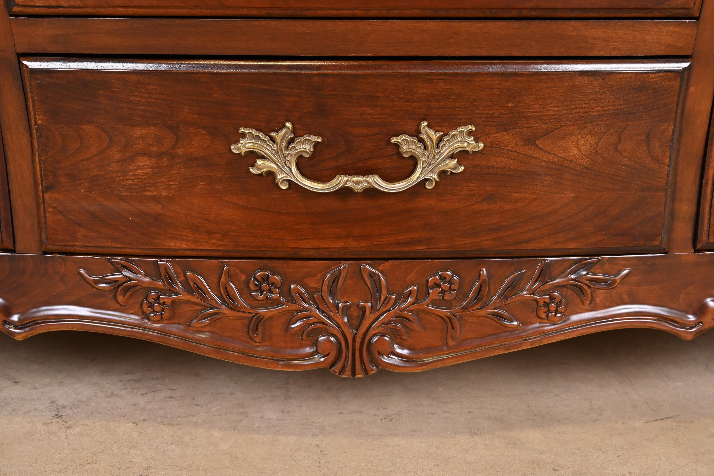 French Provincial Louis XV Cherry Wood Dresser by White Furniture, Refinished For Sale 4