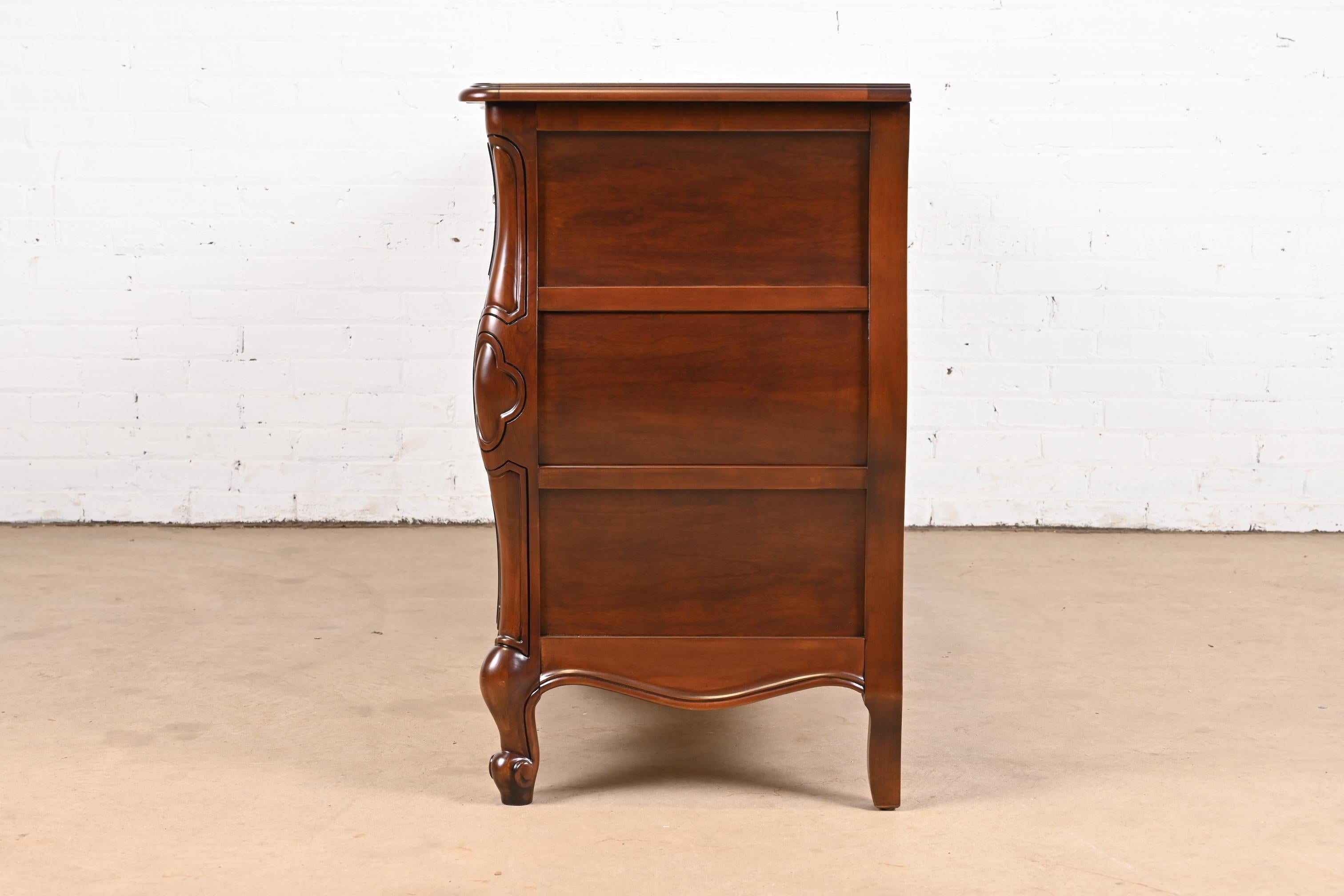 French Provincial Louis XV Cherry Wood Dresser by White Furniture, Refinished For Sale 5