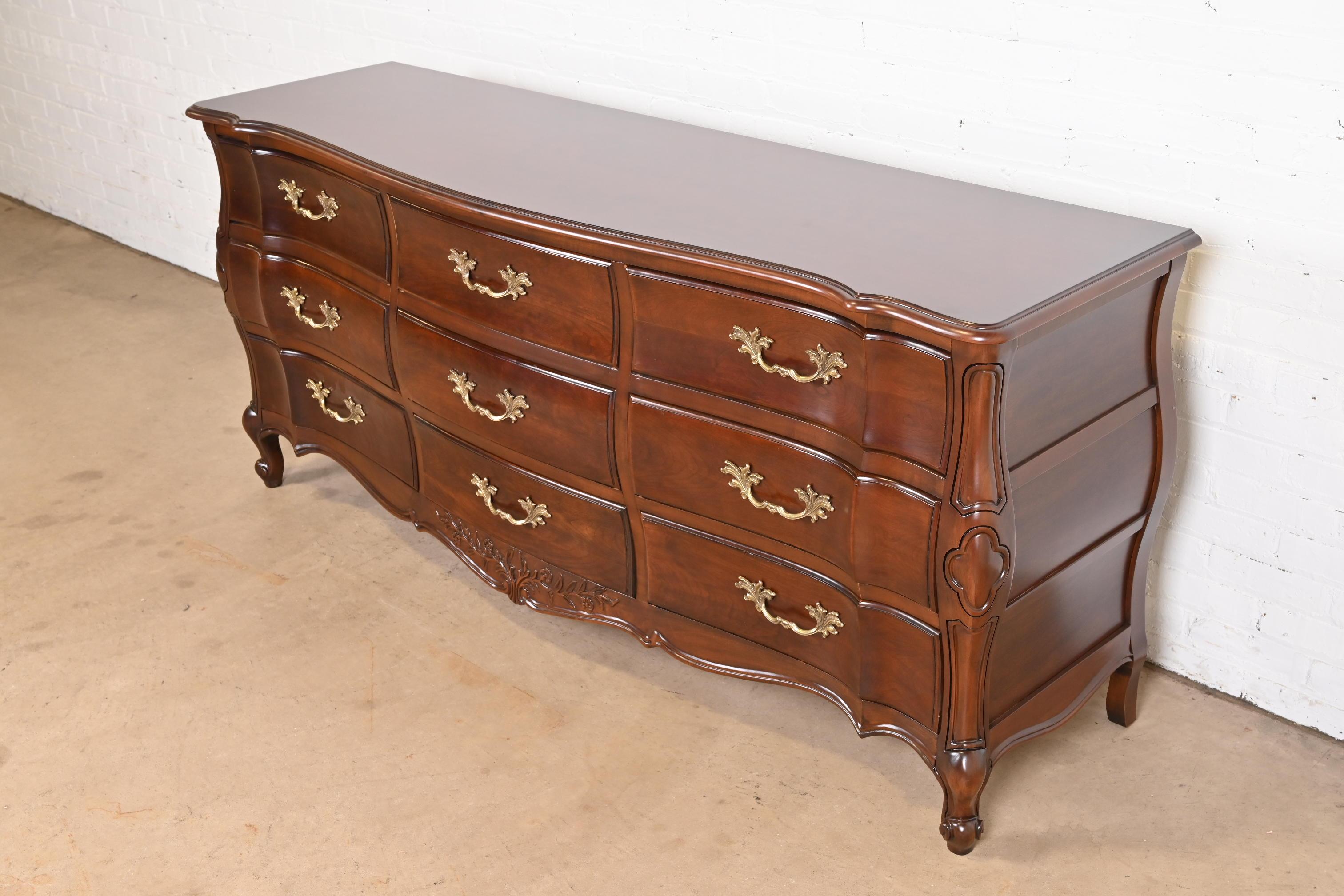 American French Provincial Louis XV Cherry Wood Dresser by White Furniture, Refinished For Sale