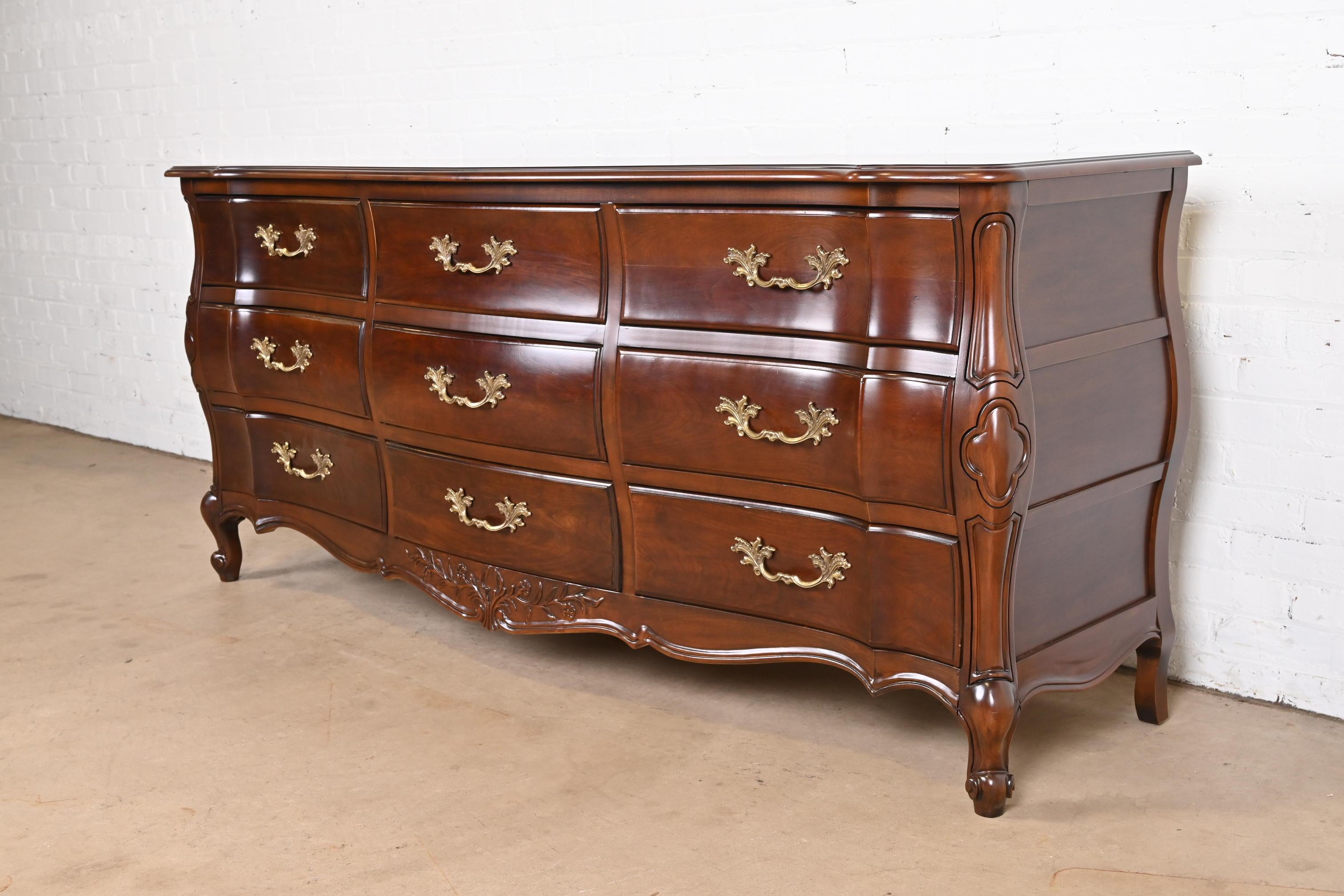 French Provincial Louis XV Cherry Wood Dresser by White Furniture, Refinished In Good Condition For Sale In South Bend, IN