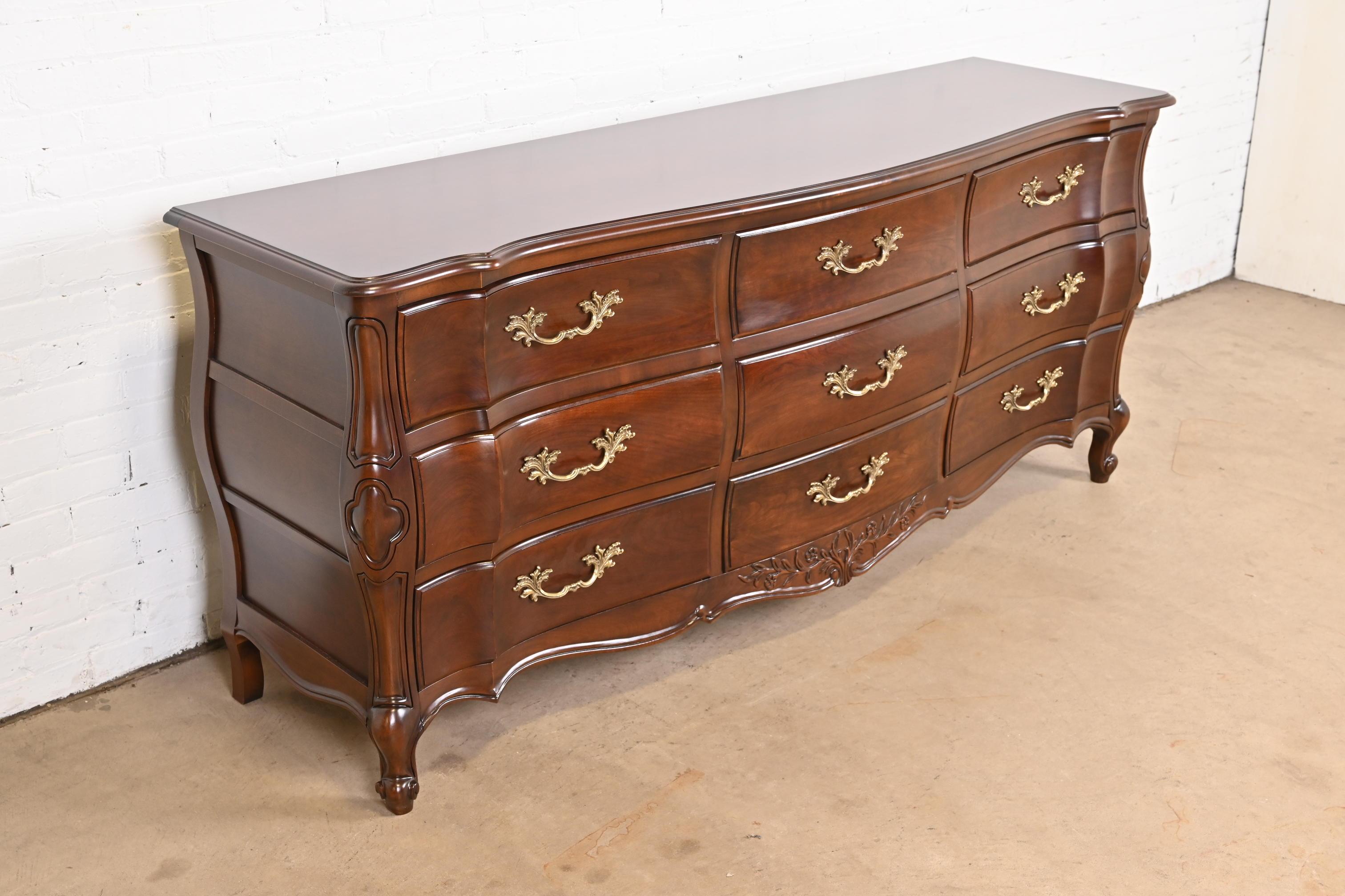 20th Century French Provincial Louis XV Cherry Wood Dresser by White Furniture, Refinished For Sale