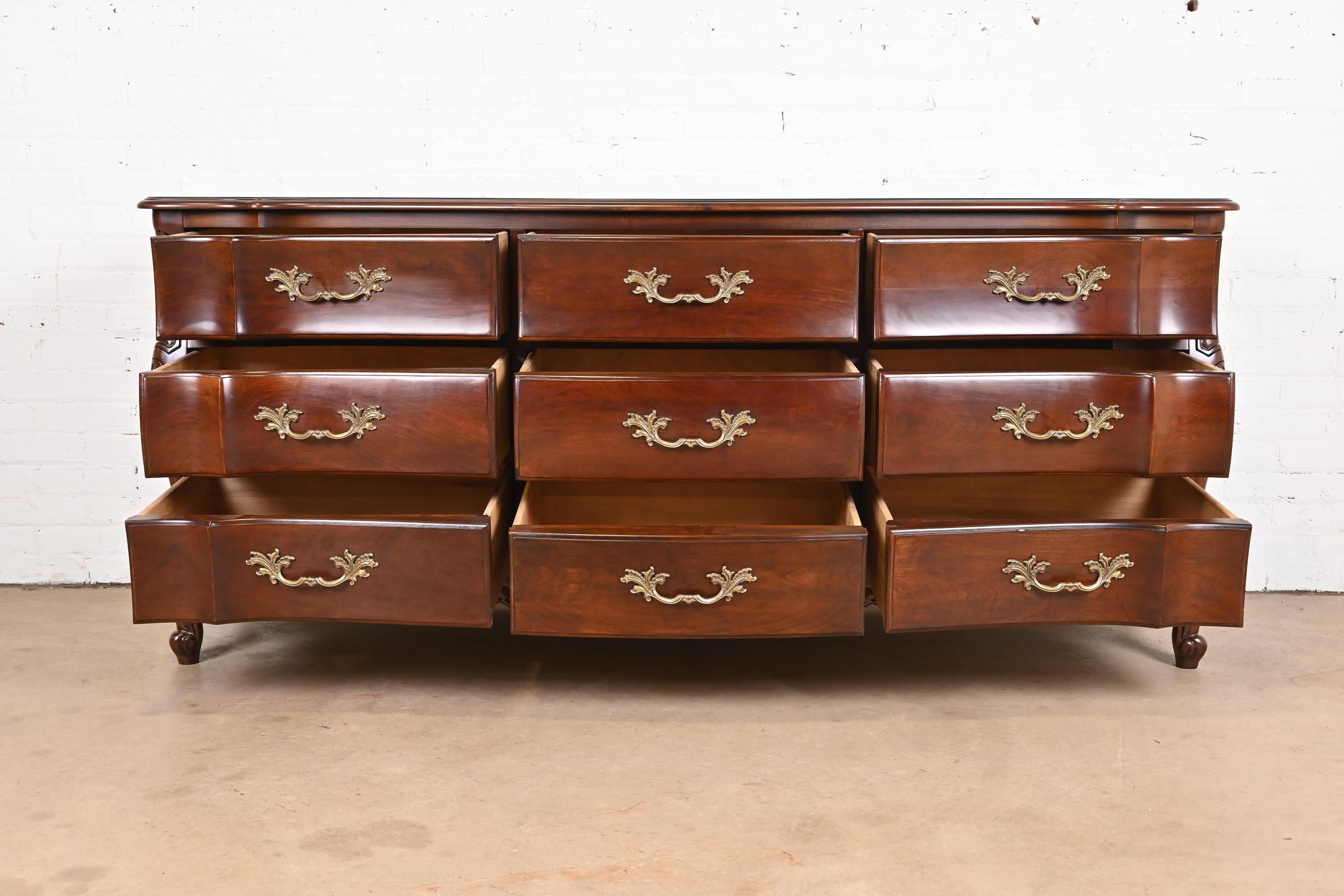 20th Century French Provincial Louis XV Cherry Wood Dresser by White Furniture, Refinished For Sale