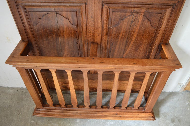 French Provincial Louis XV Coat Rack in Carved Chestnut and Wrought