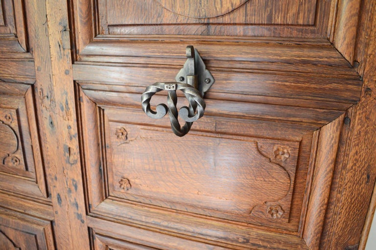 French Provincial Louis XV Coat Rack in Carved Chestnut and Wrought