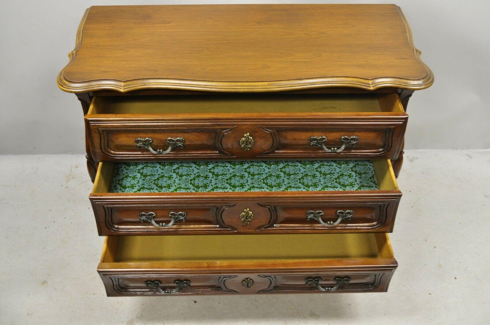 French Provincial Louis XV Country Sienna Cherry Bombe Commode Chest Dresser For Sale 3