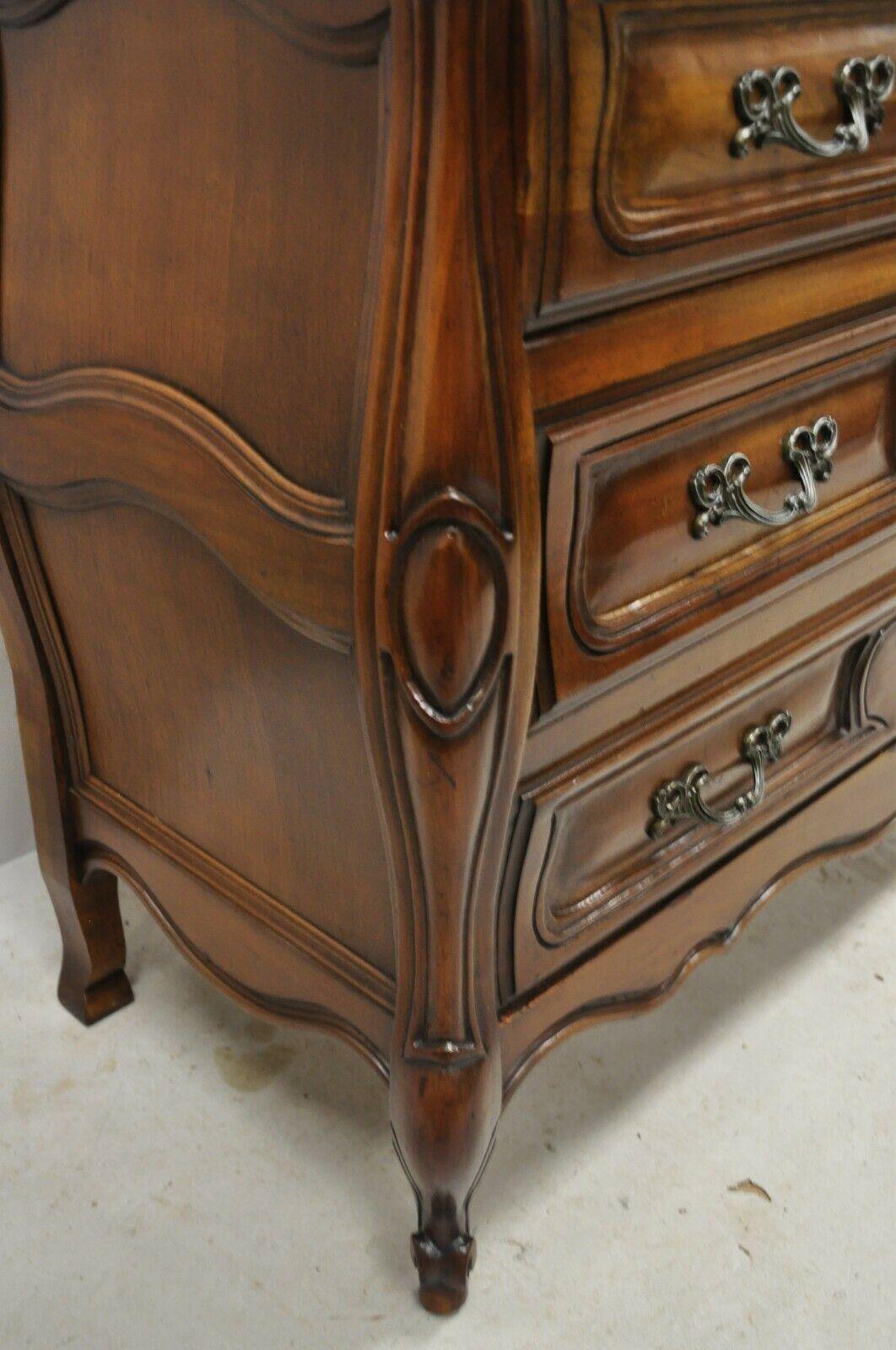French Provincial Louis XV Country Sienna Cherry Bombe Commode Chest Dresser For Sale 4