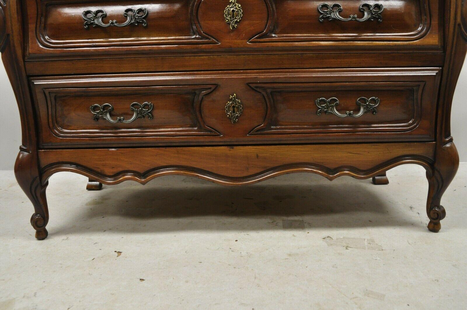 French Provincial Louis XV Country Sienna Cherry Bombe Commode Chest Dresser For Sale 5