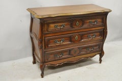 French Provincial Louis XV Country Sienna Cherry Bombe Commode Chest Dresser