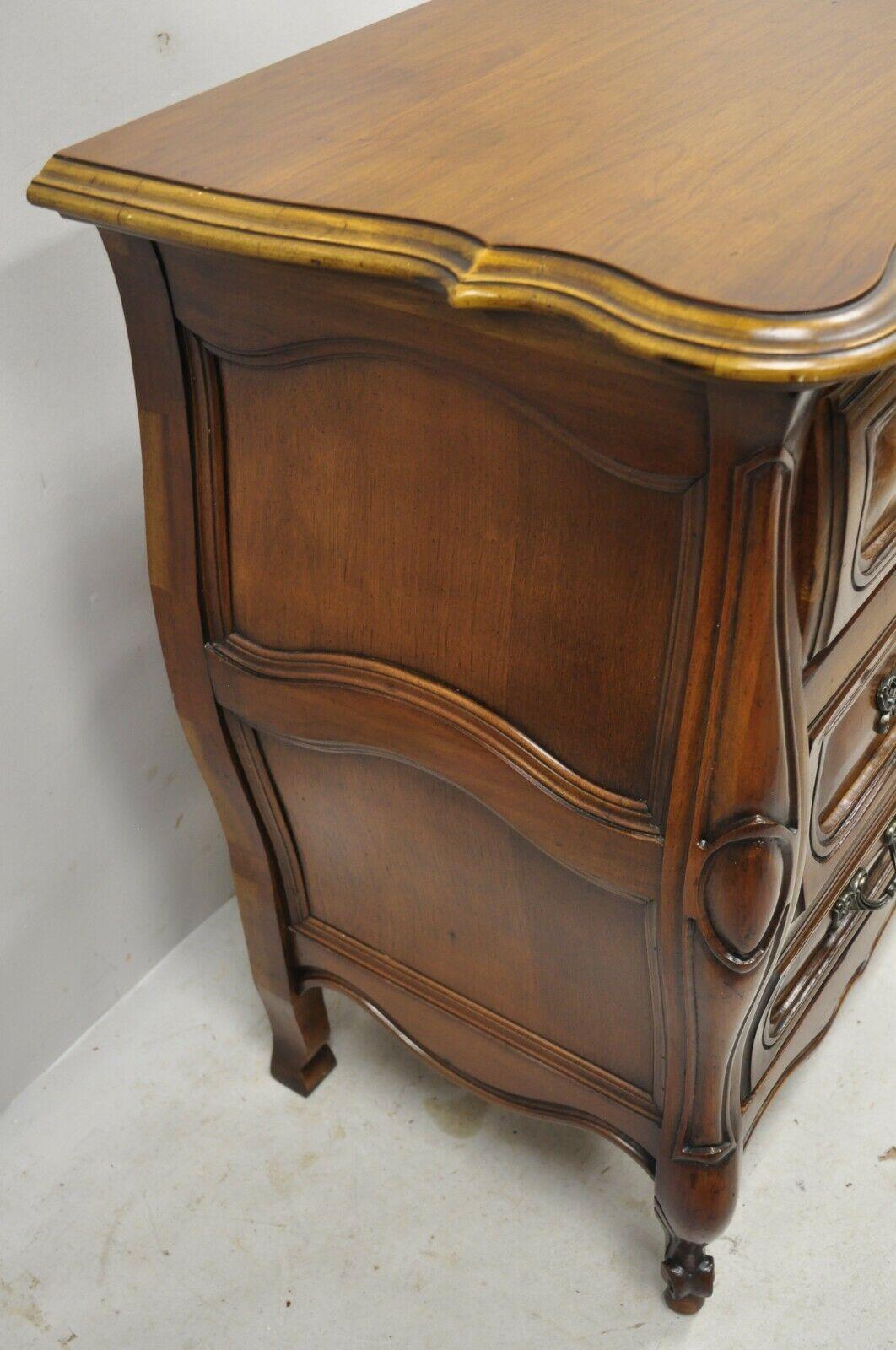 French Provincial Louis XV Country Sienna Cherry Bombe Commode Chest Dresser For Sale 1