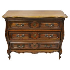 French Provincial Louis XV Country Sienna Cherry Bombe Commode Chest Dresser