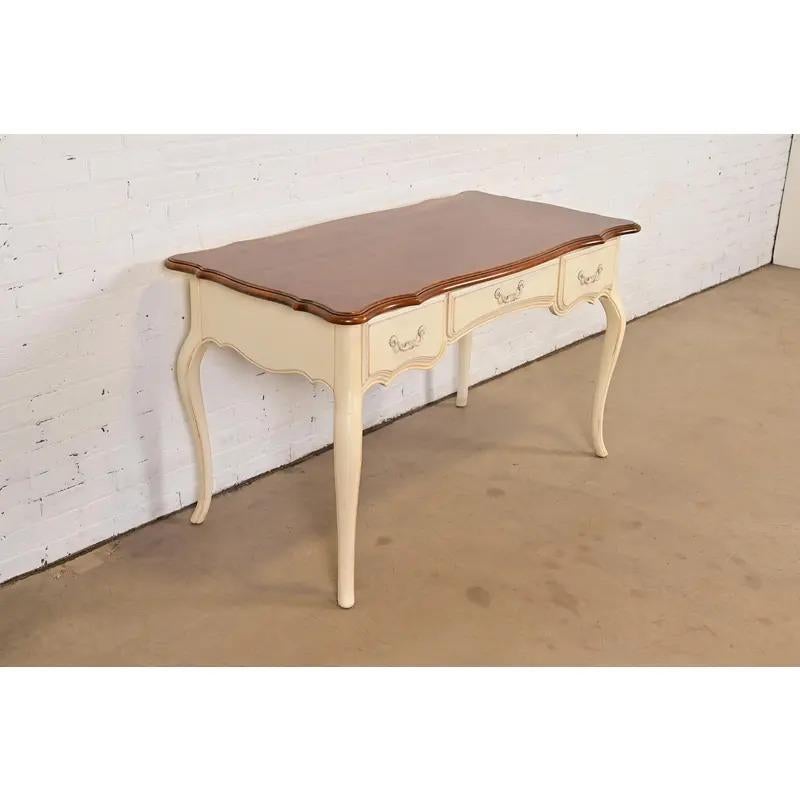 American French Provincial Louis XV Cream Lacquered Maple Top Writing Desk For Sale