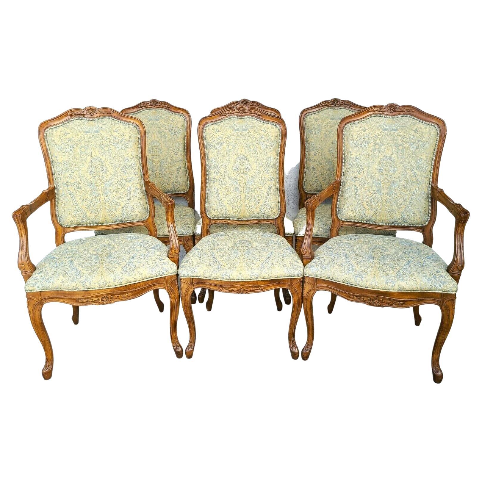 French Provincial Louis XV Dining Chairs, Set of 6