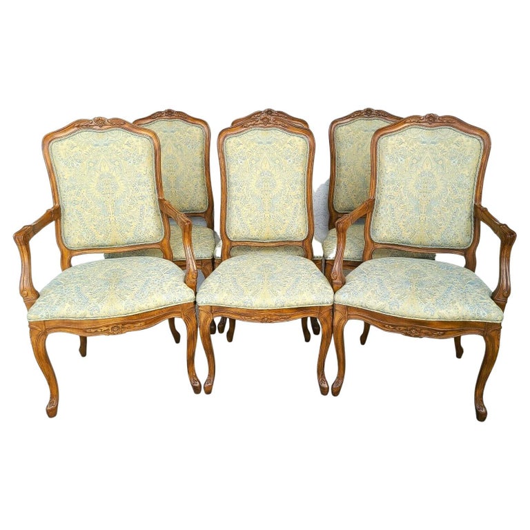 French Provincial Louis XV Dining Chairs, Set of 6 For Sale