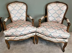 Fauteuils en duvet Louis XV de style provincial français - Lot de 2