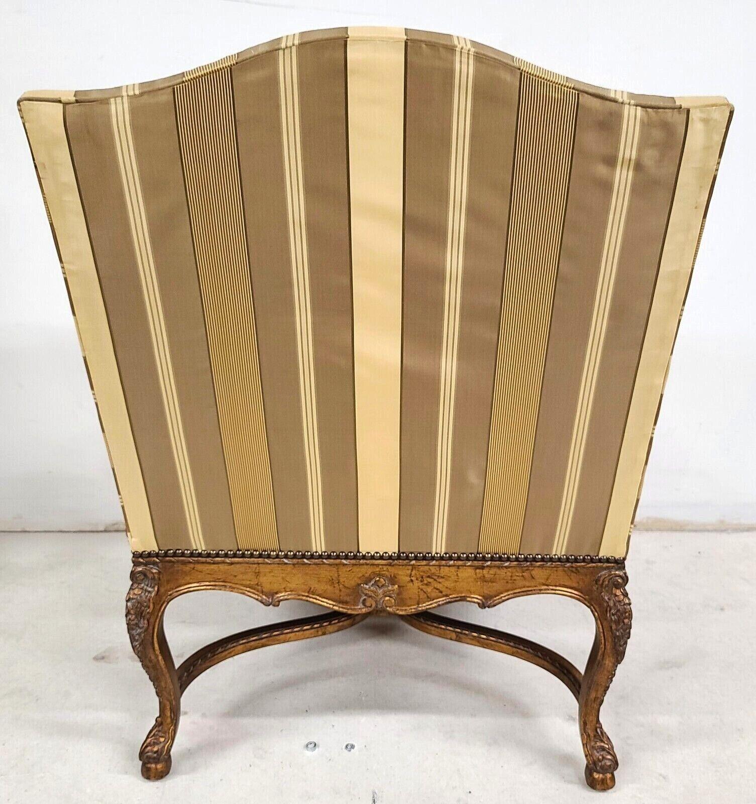 French Provincial Louis XV Giltwood Bergere Armchair by Robb Stucky 5
