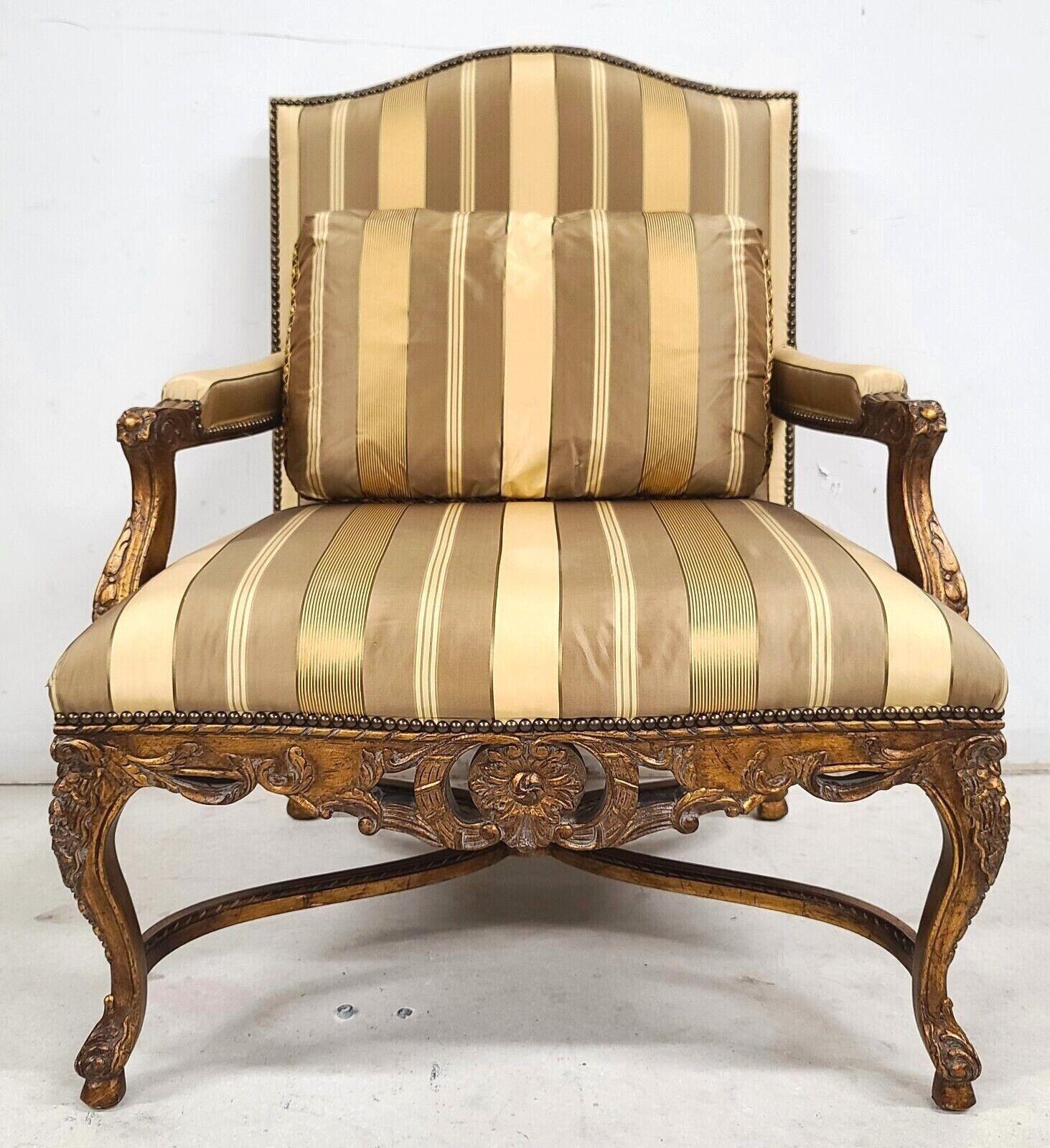 20th Century French Provincial Louis XV Giltwood Bergere Armchair by Robb Stucky