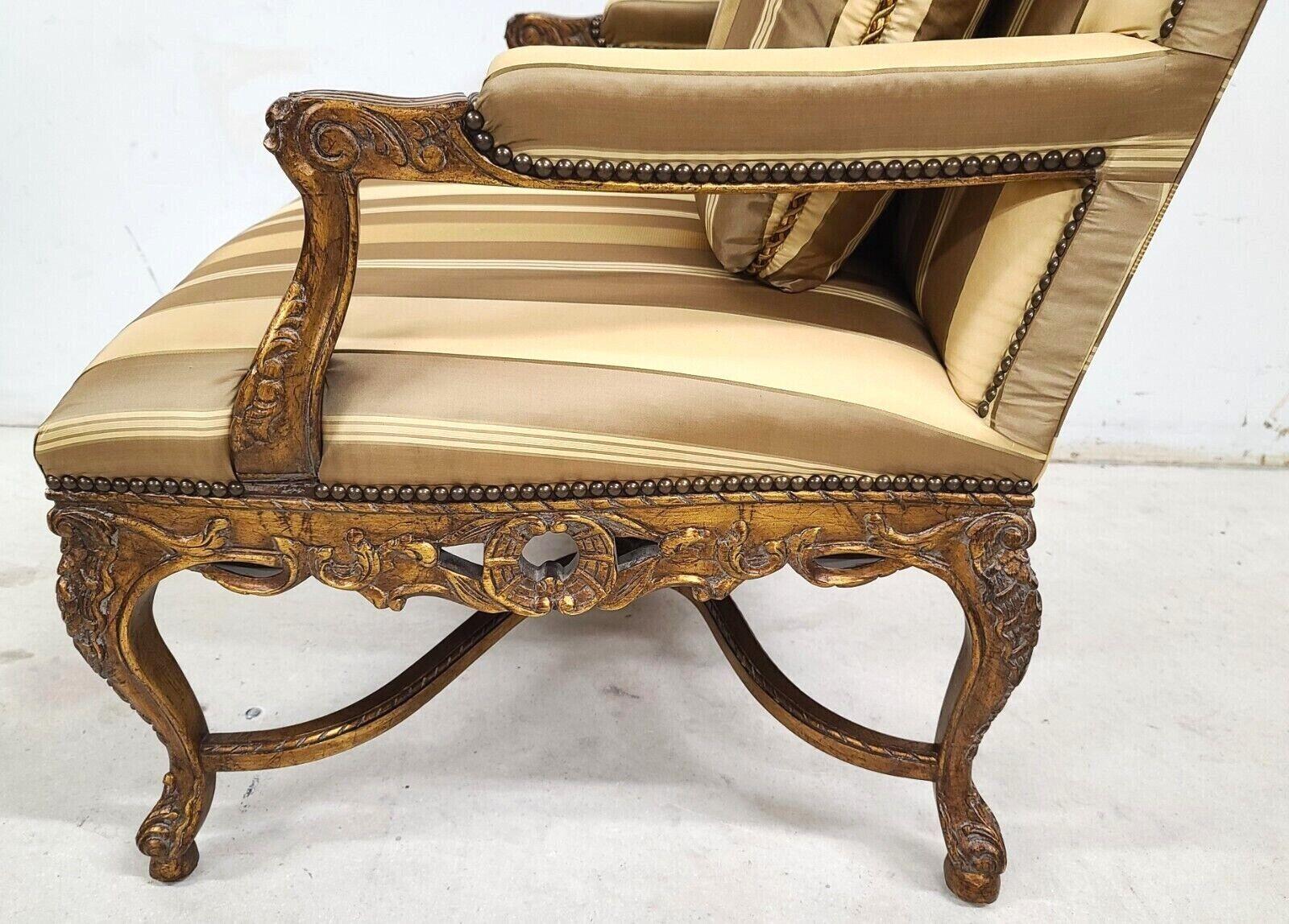 French Provincial Louis XV Giltwood Bergere Armchair by Robb Stucky 1