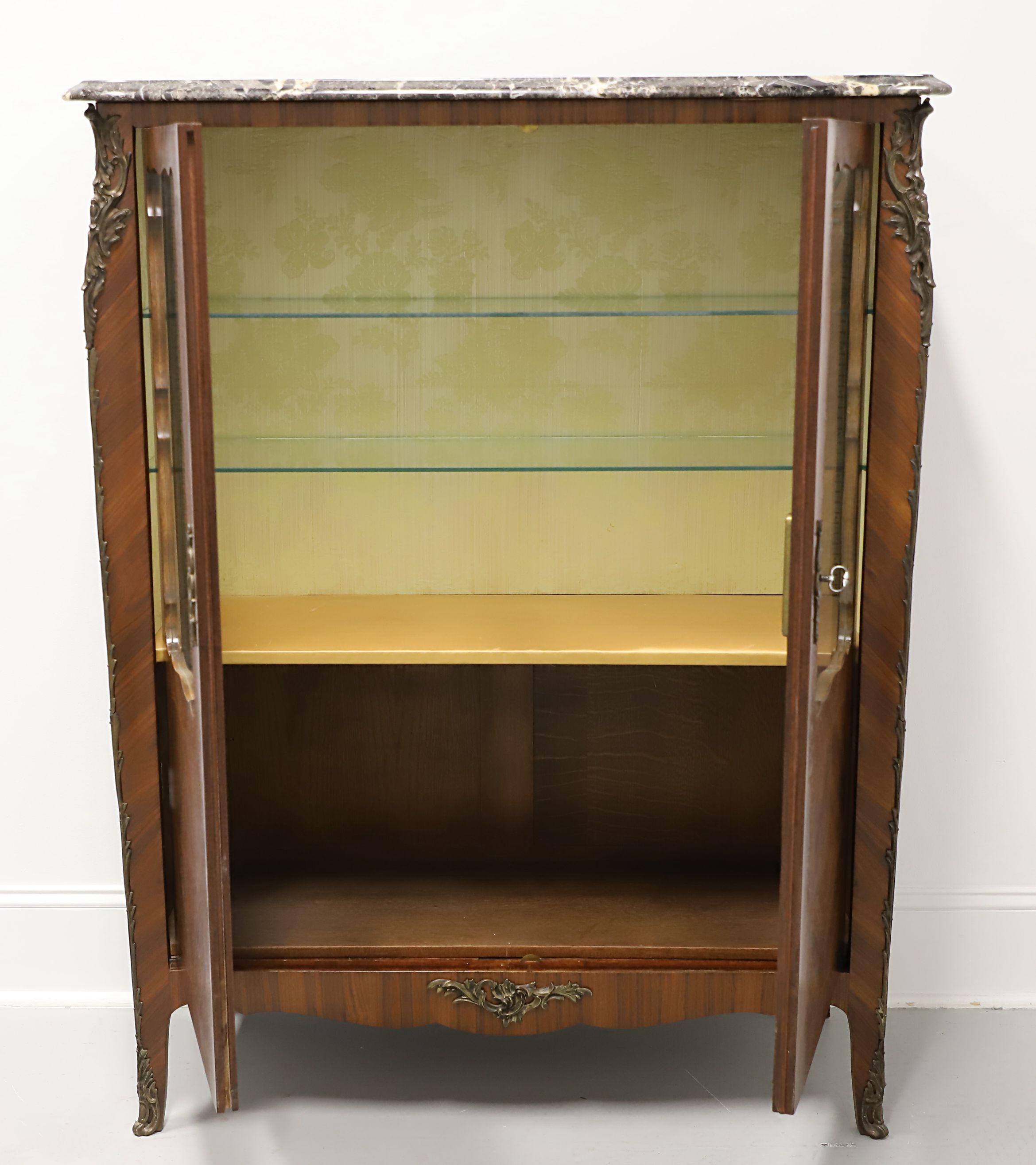 Unknown French Provincial Louis XV Inlaid Kingwood Bronze Ormolu Vitrine Curio Cabinet For Sale