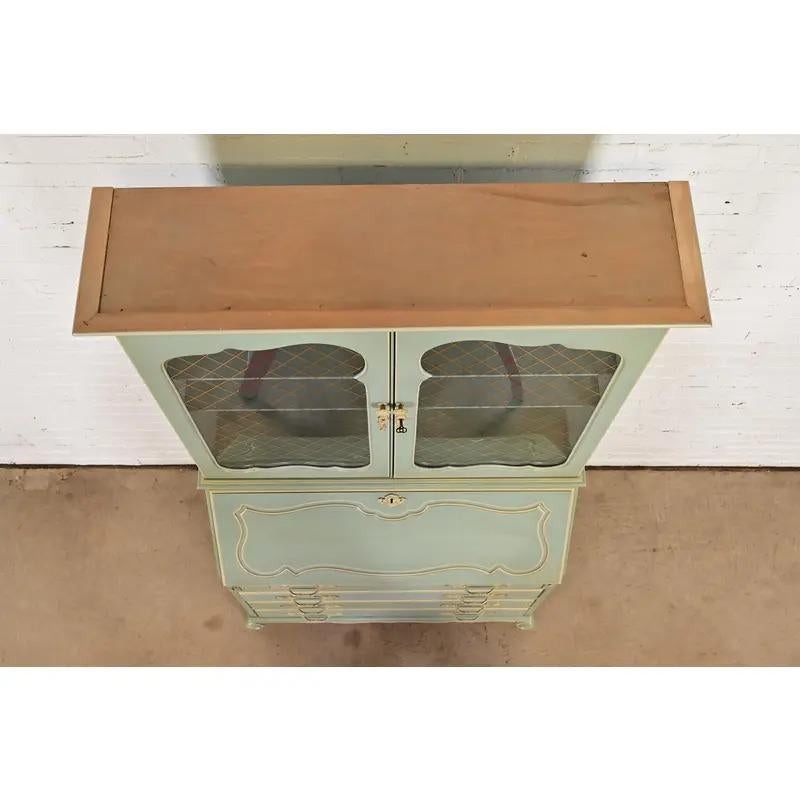 Bureau secrétaire laqué Louis XV avec bibliothèque, années 1950 en vente 6