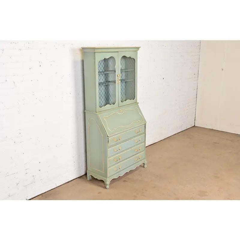 Milieu du XXe siècle Bureau secrétaire laqué Louis XV avec bibliothèque, années 1950 en vente