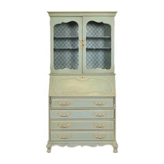 French Provincial Louis XV Lacquered Secretary Desk With Bookcase, 1950s French Provincial Louis XV Lacquered Secretary Desk With Bookcase, 1950s