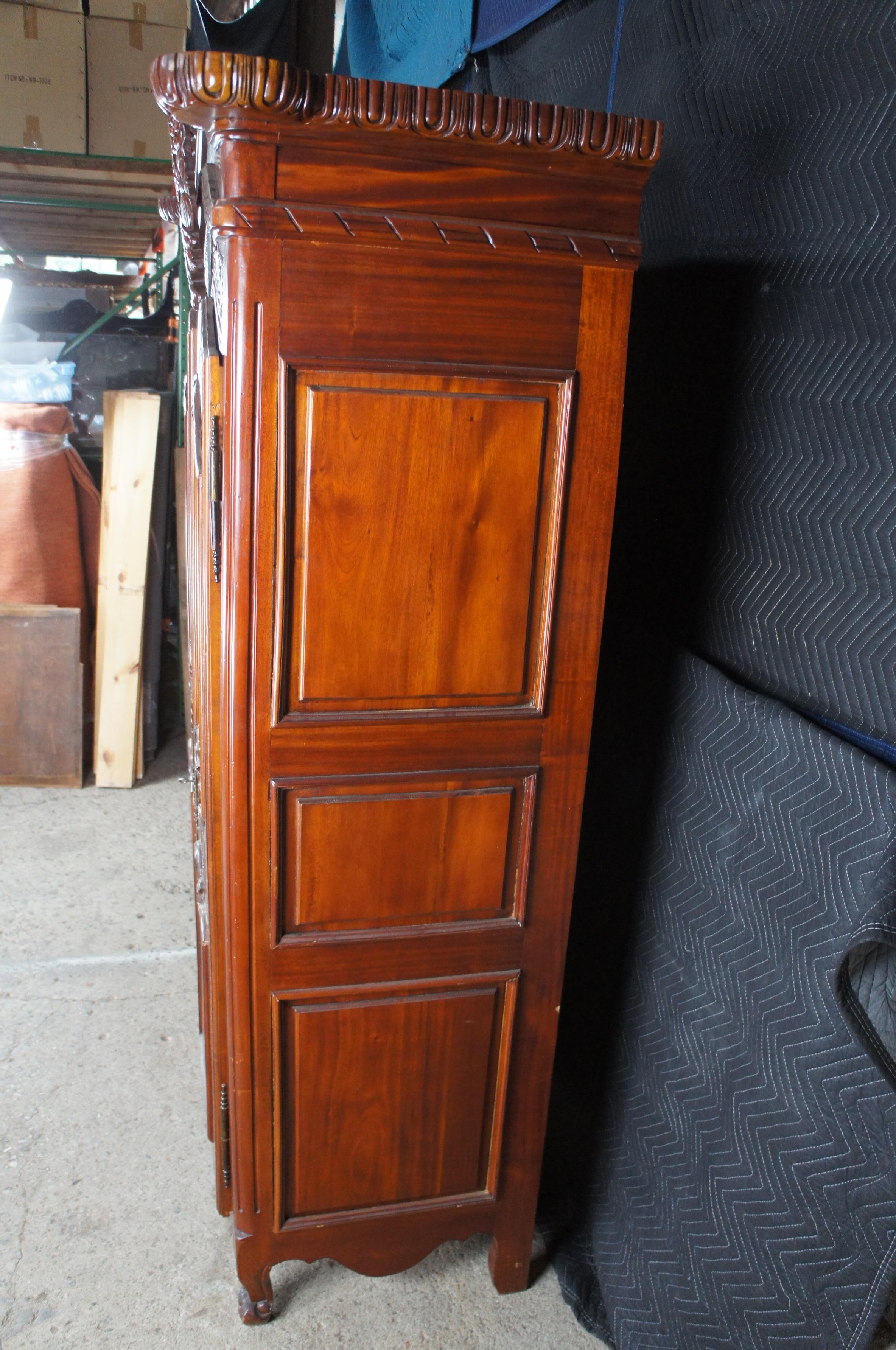 French Provincial Louis XV Mahogany Wedding Armoire Wardrobe Display Cabinet 85