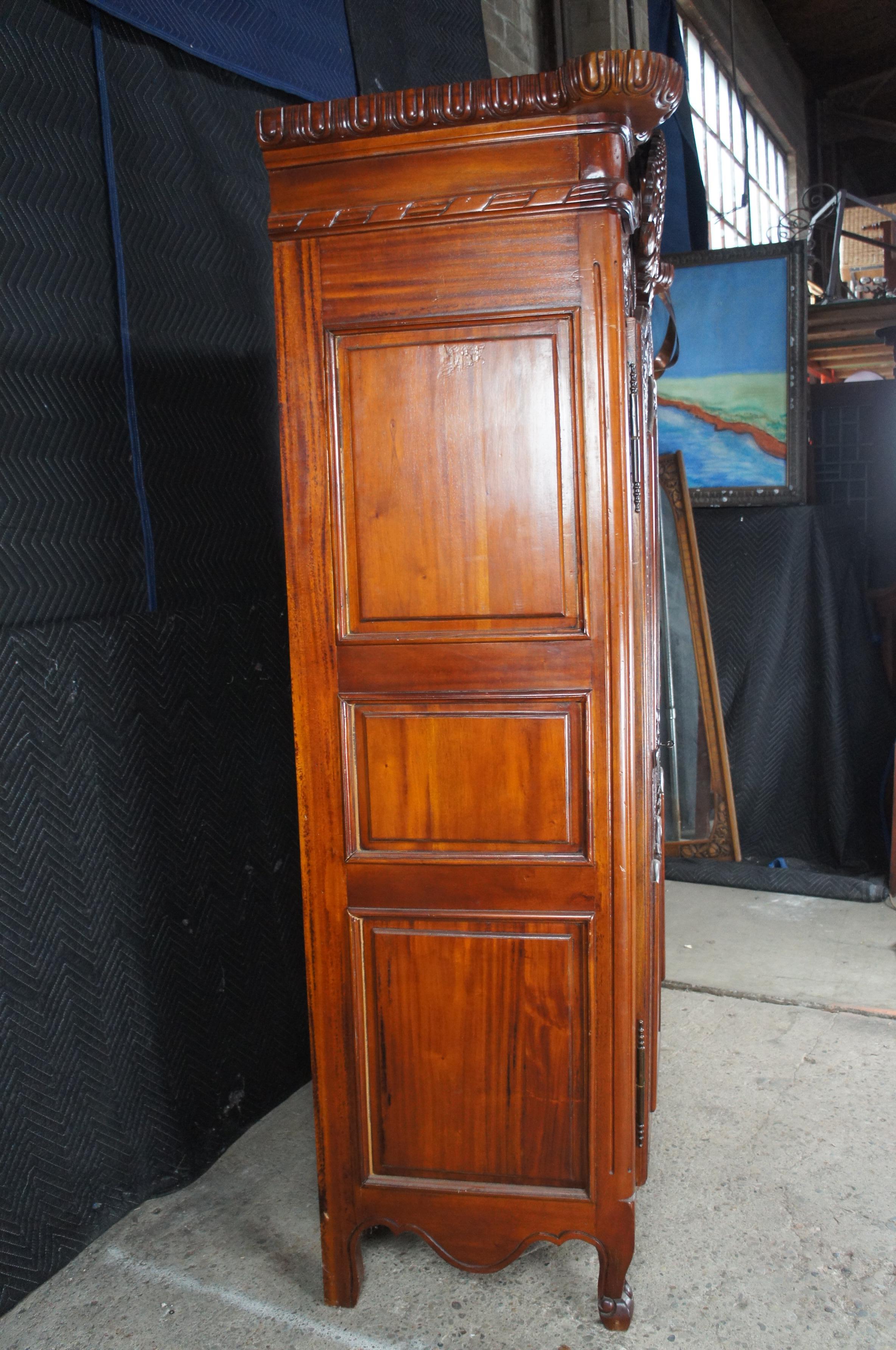 French Provincial Louis XV Mahogany Wedding Armoire Wardrobe Display Cabinet 85