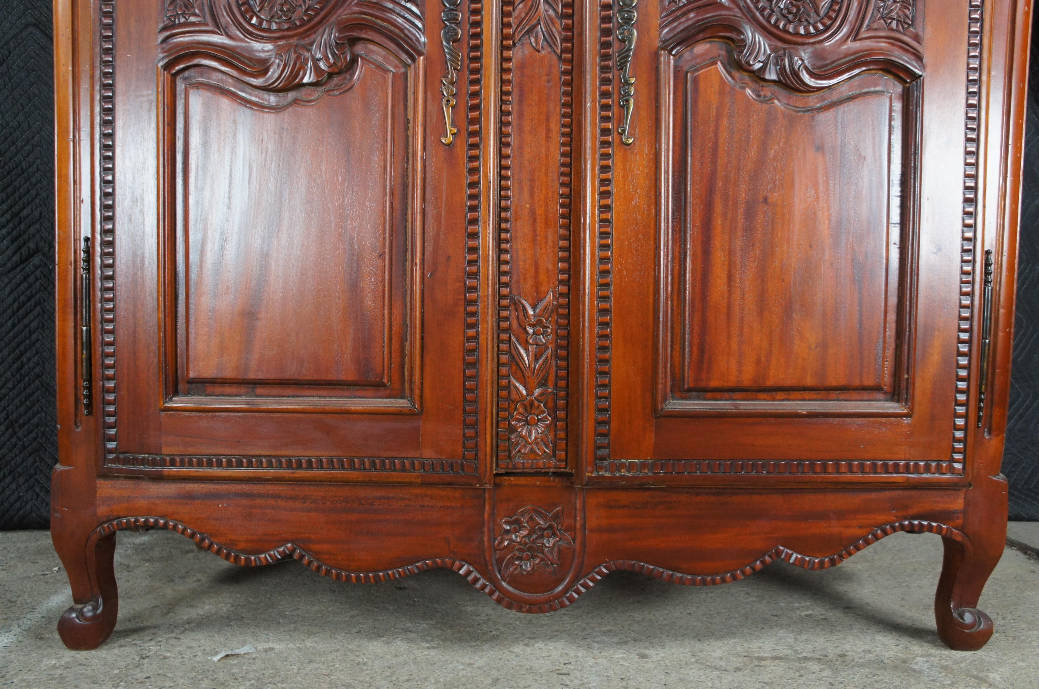 French Provincial Louis XV Mahogany Wedding Armoire Wardrobe Display Cabinet 85