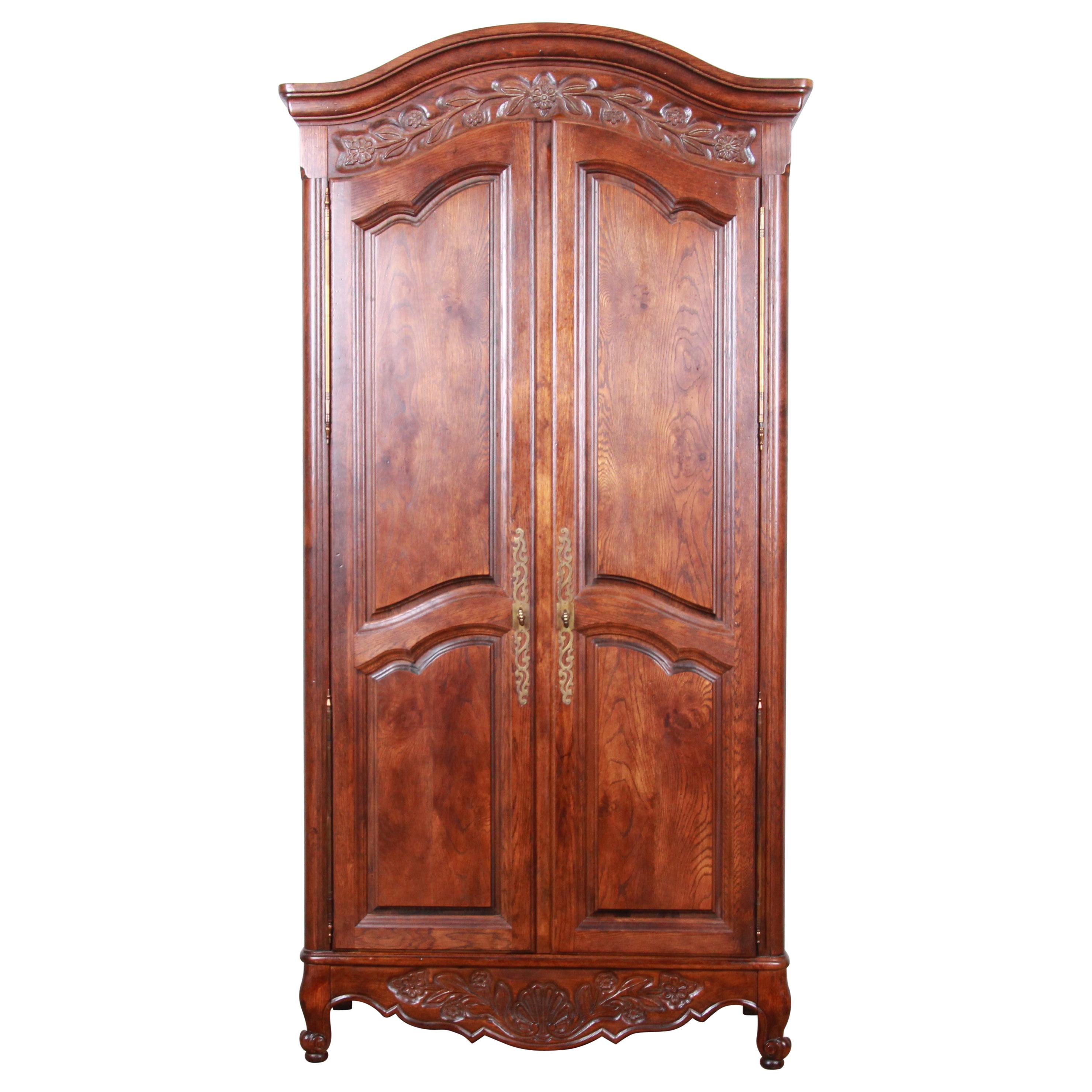 French Provincial Louis XV Oak Armoire Dresser by Hickory