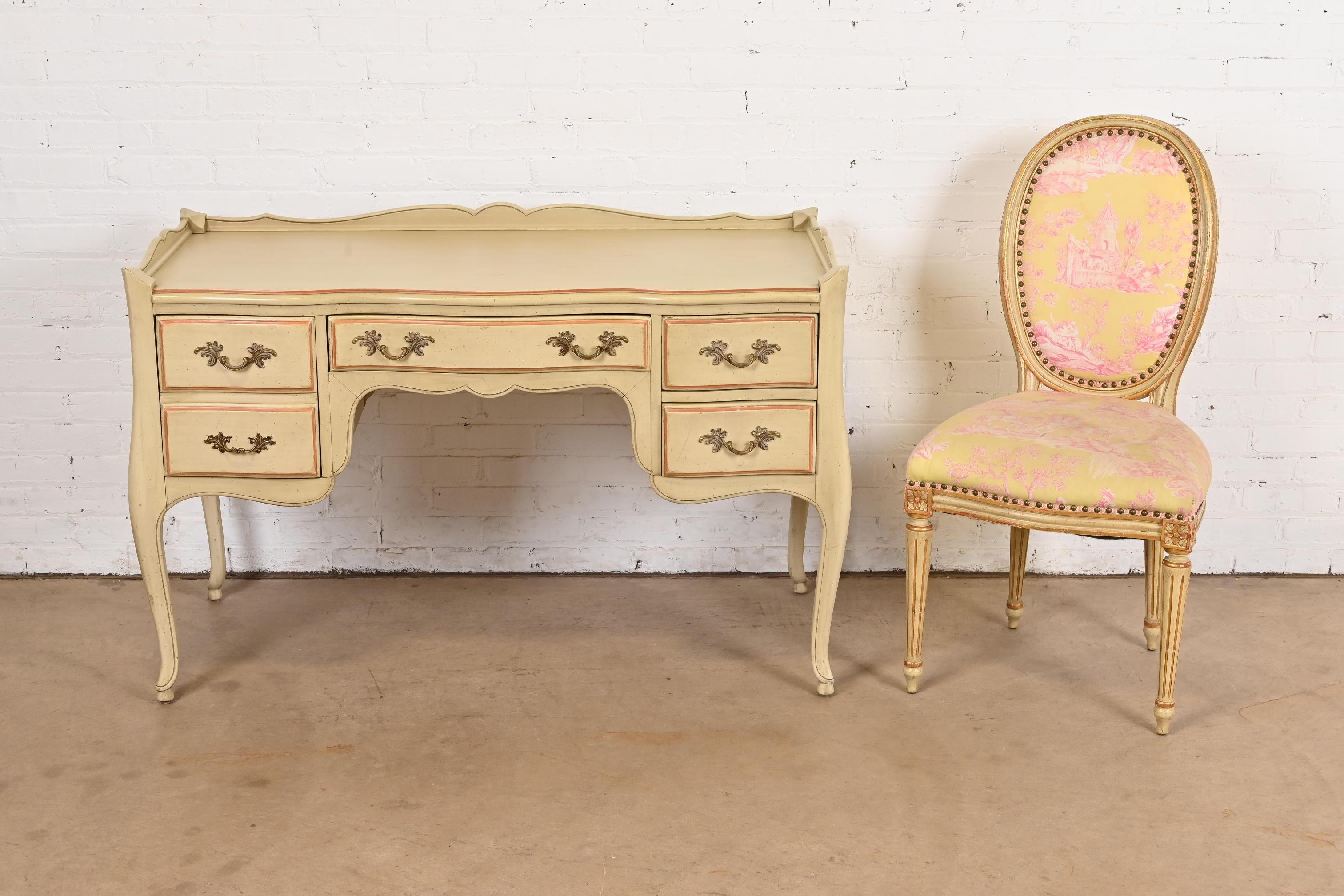 French Provincial Louis XV Painted Desk Attributed to John Widdicomb, Circa 1960 For Sale 4