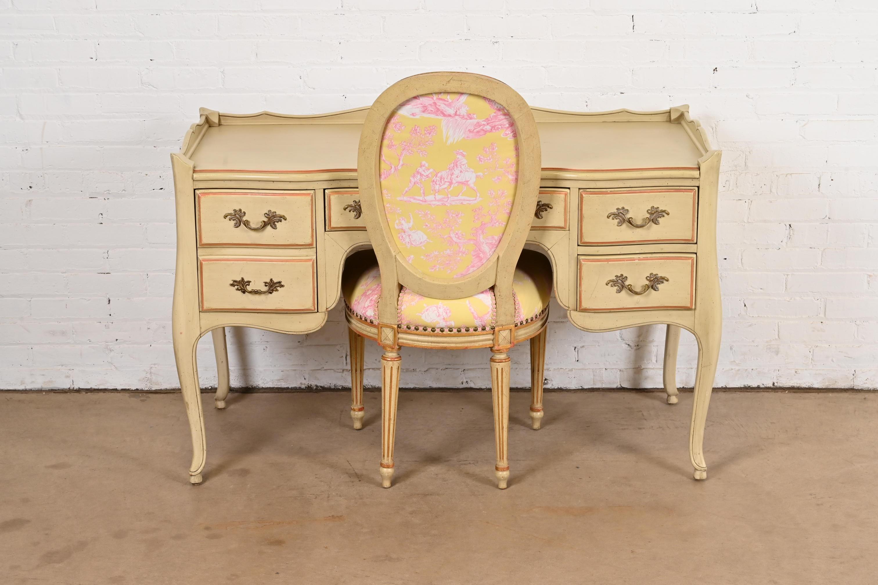 French Provincial Louis XV Painted Desk Attributed to John Widdicomb, Circa 1960 For Sale 5