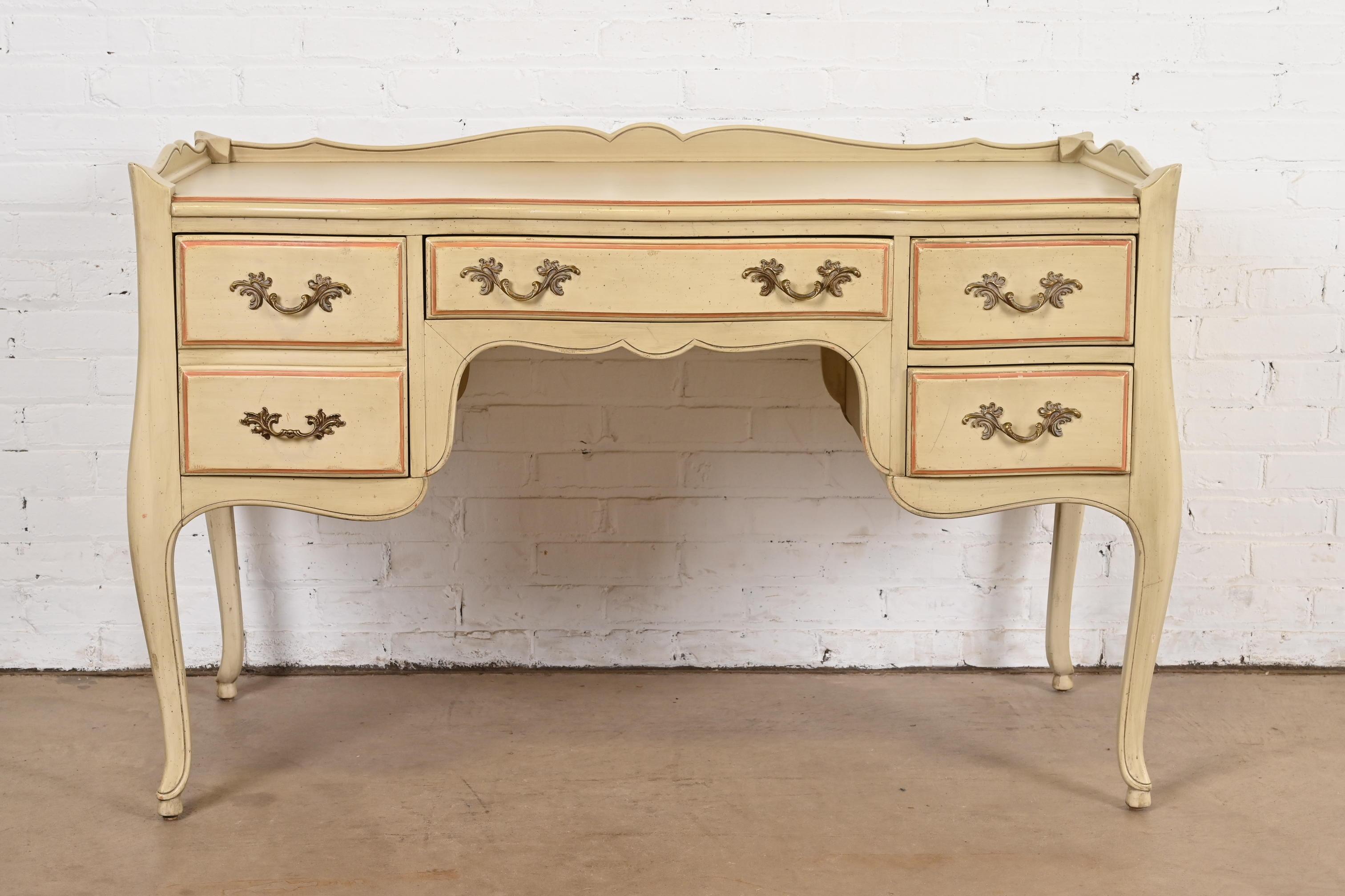 American French Provincial Louis XV Painted Desk Attributed to John Widdicomb, Circa 1960 For Sale
