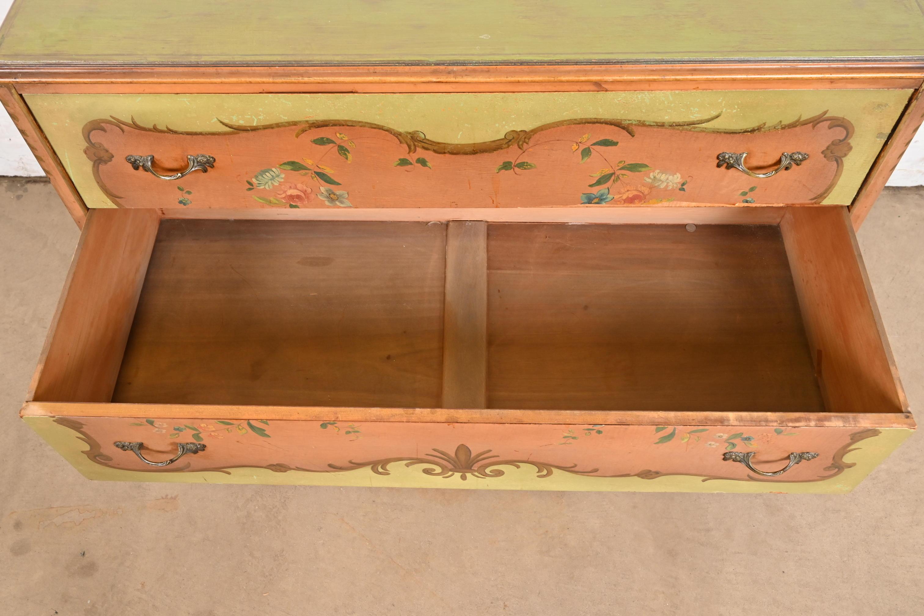 French Provincial Louis XV Painted Dresser or Chest of Drawers by Irwin For Sale 1