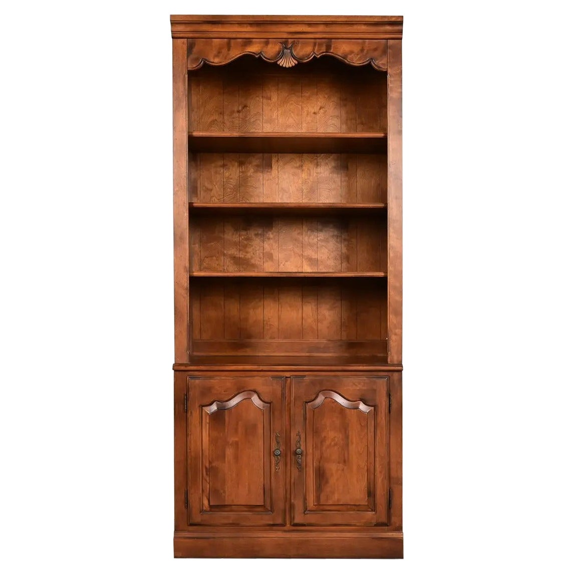 French Provincial Louis XV Solid Maple Bookcase or Display Cabinet