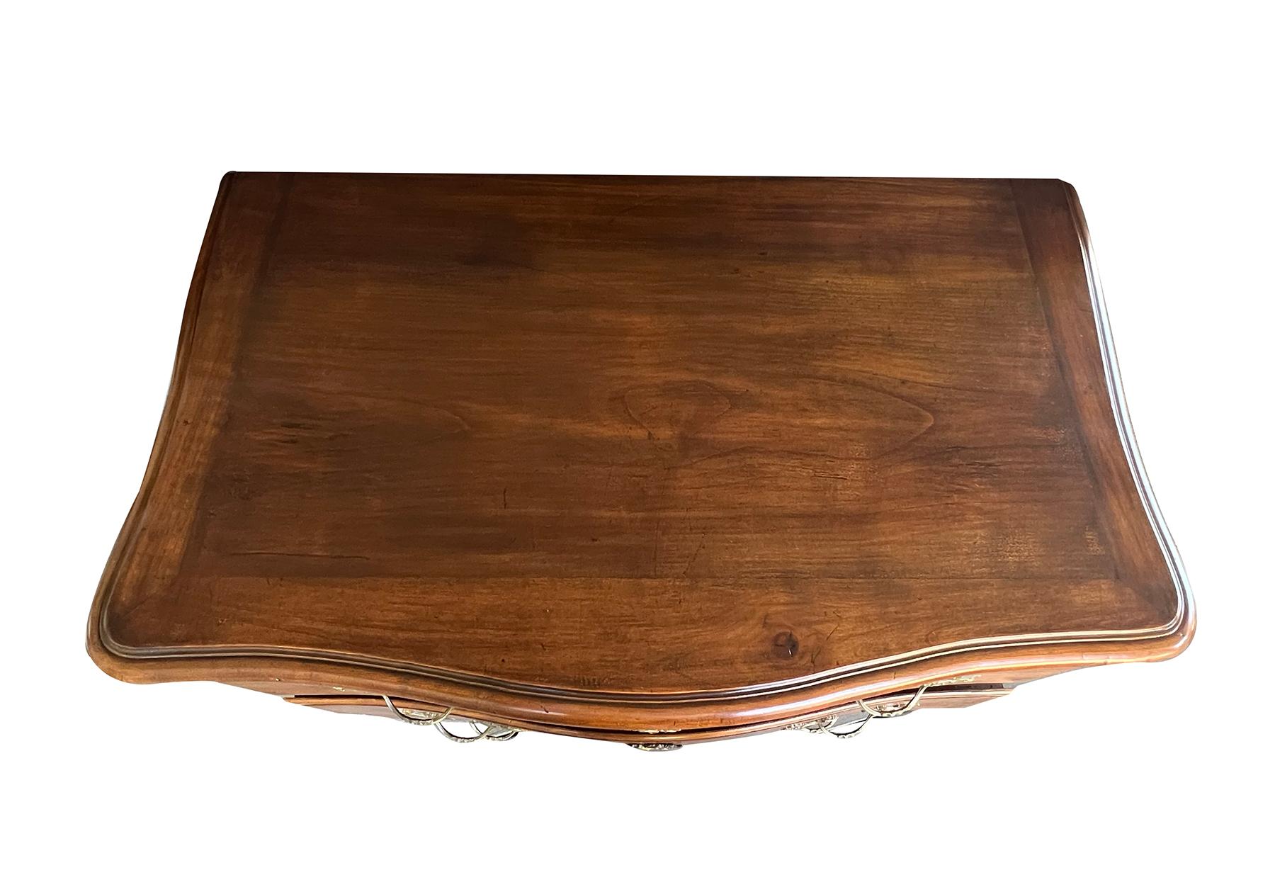 Carved French Provincial Louis XV Style Arbalète-form Walnut 3-Drawer Chest