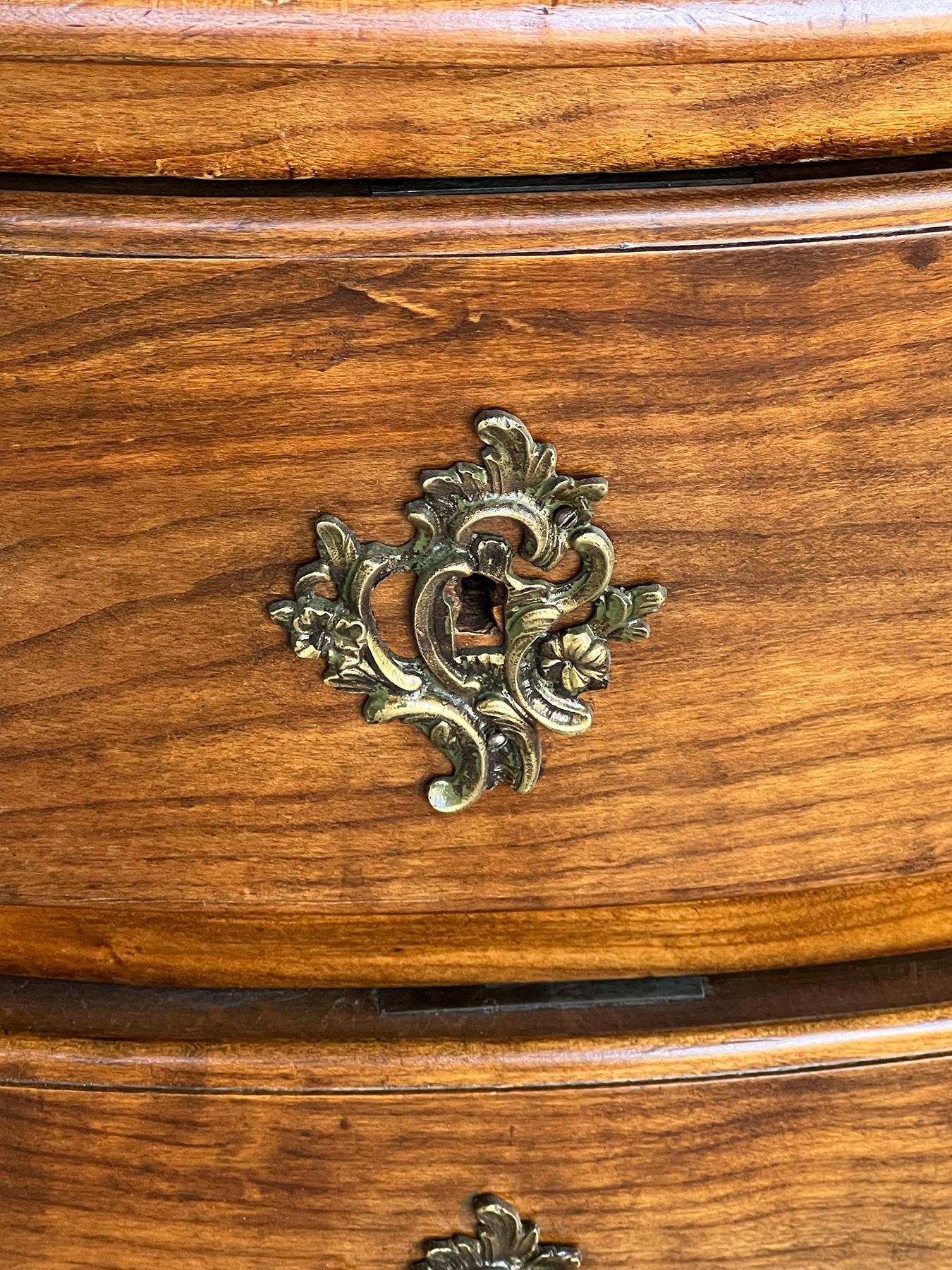 French Provincial Louis XV Style Arbalète-form Walnut 3-Drawer Chest 1