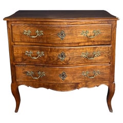 French Provincial Louis XV Style Arbalète-form Walnut 3-Drawer Chest