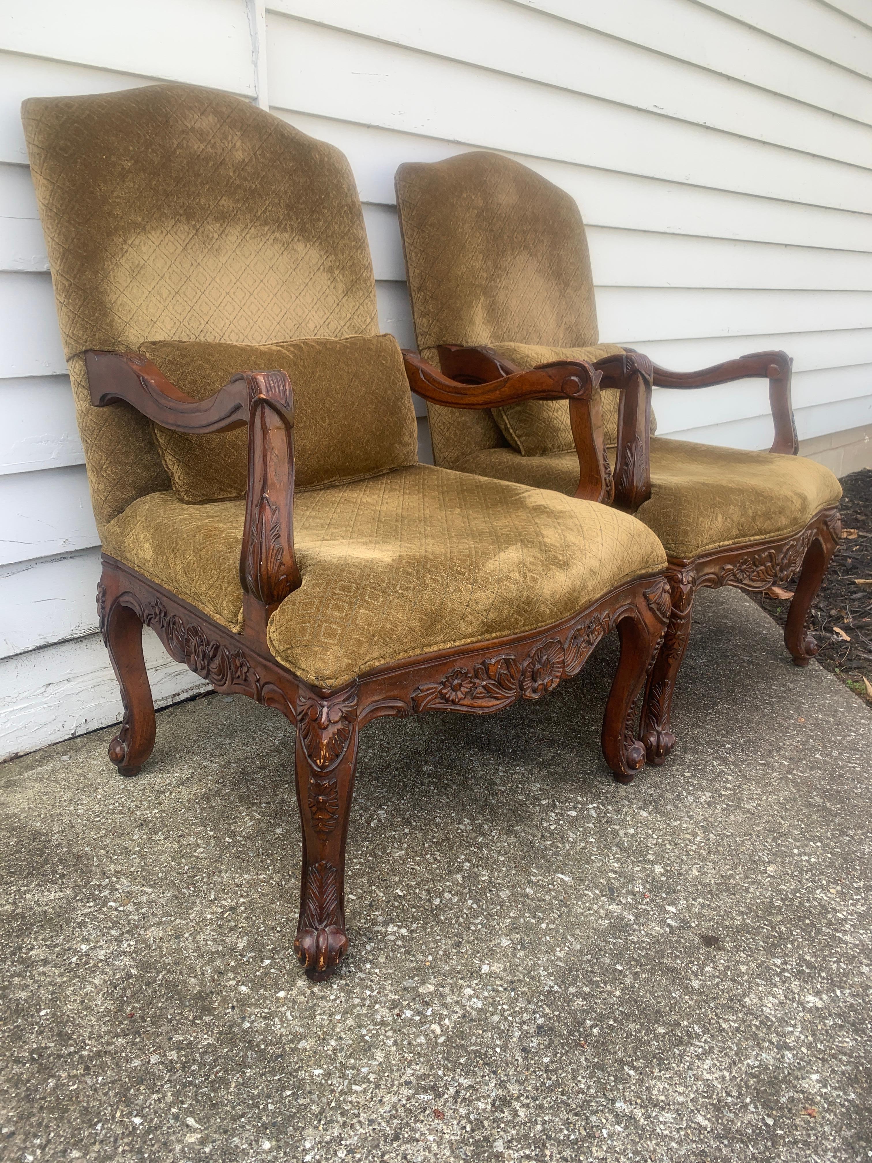 French Provincial Louis XV Style Armchairs, Pair For Sale 6