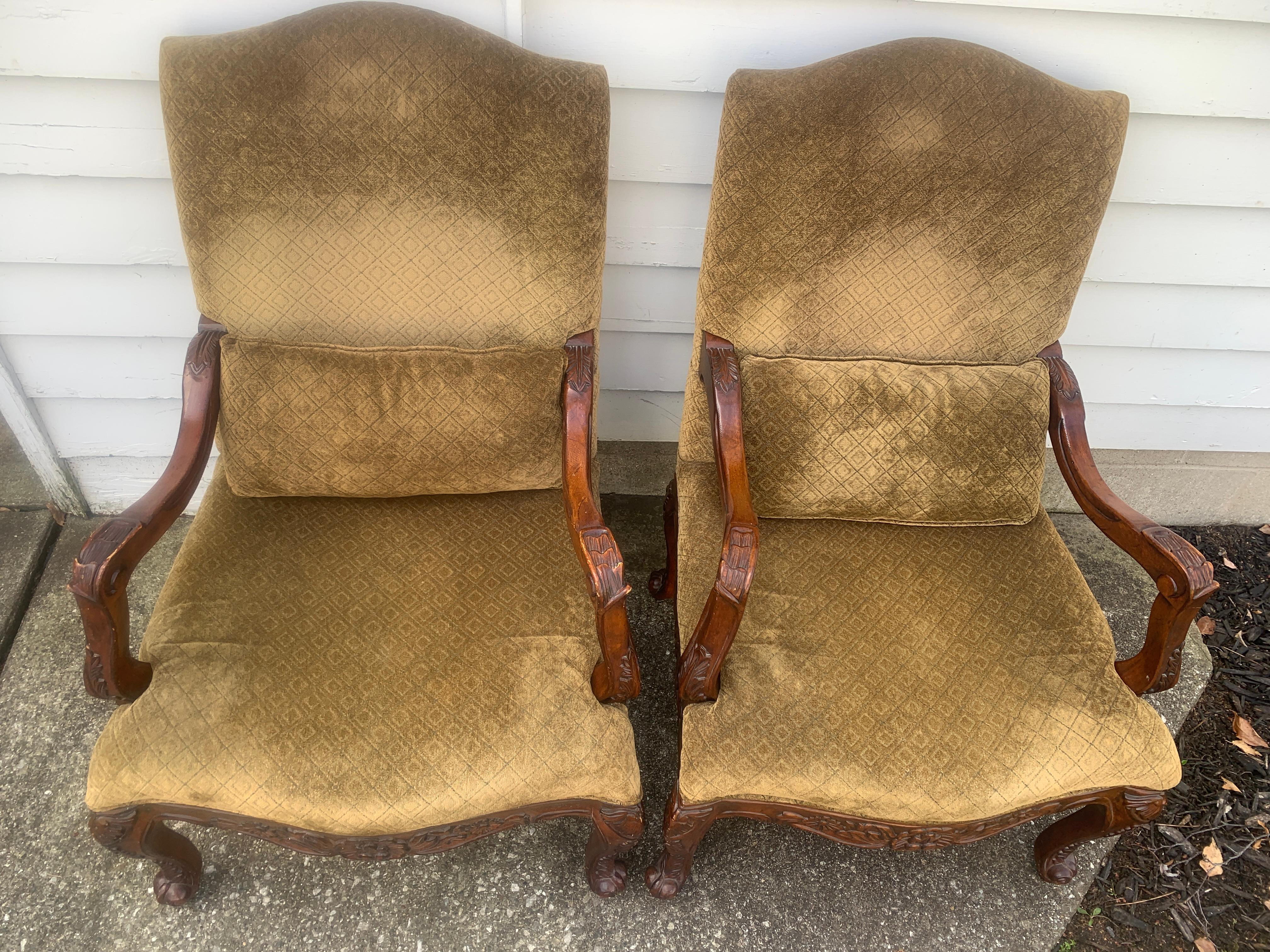 French Provincial Louis XV Style Armchairs, Pair For Sale 8