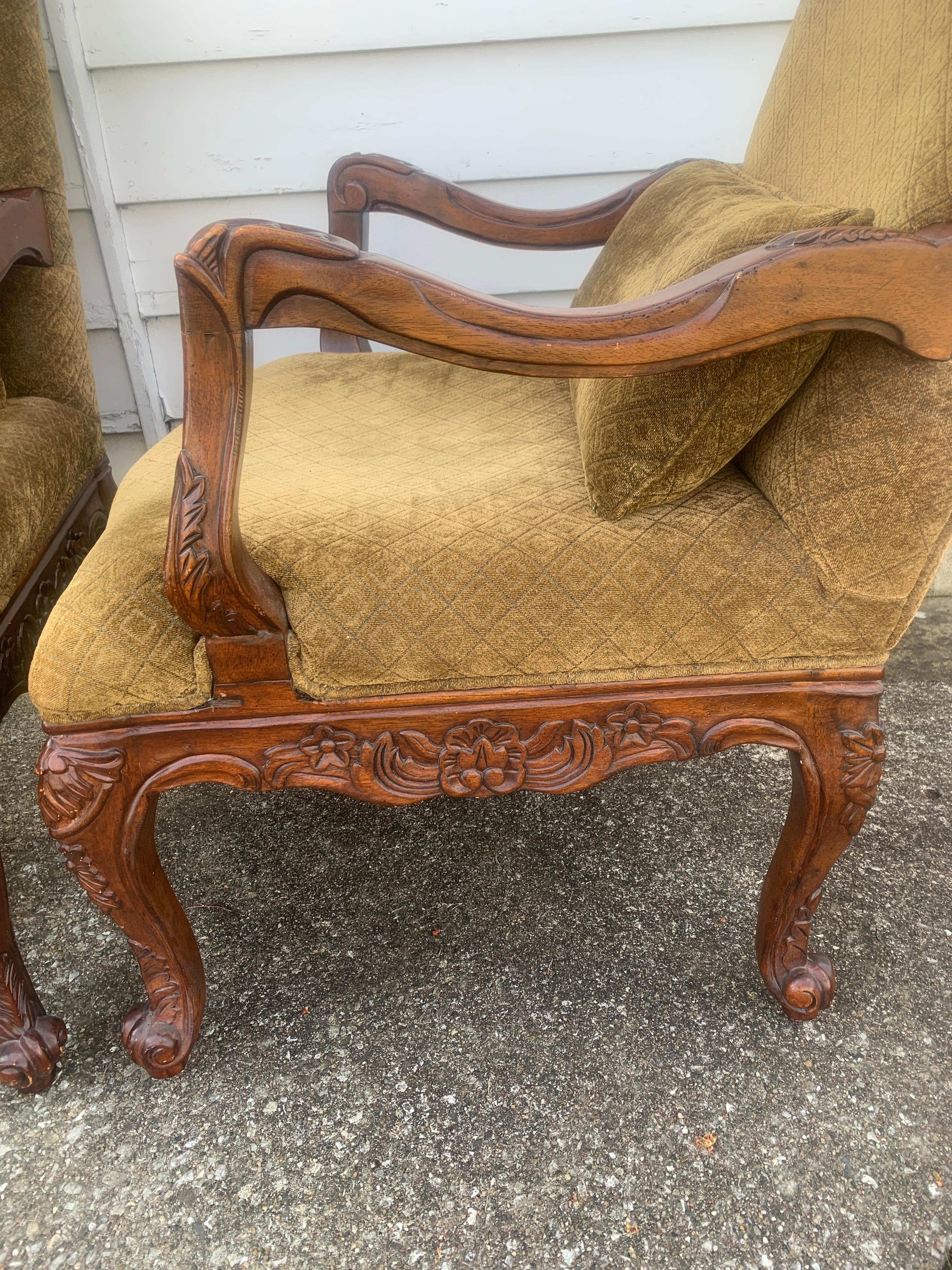 French Provincial Louis XV Style Armchairs, Pair For Sale 13
