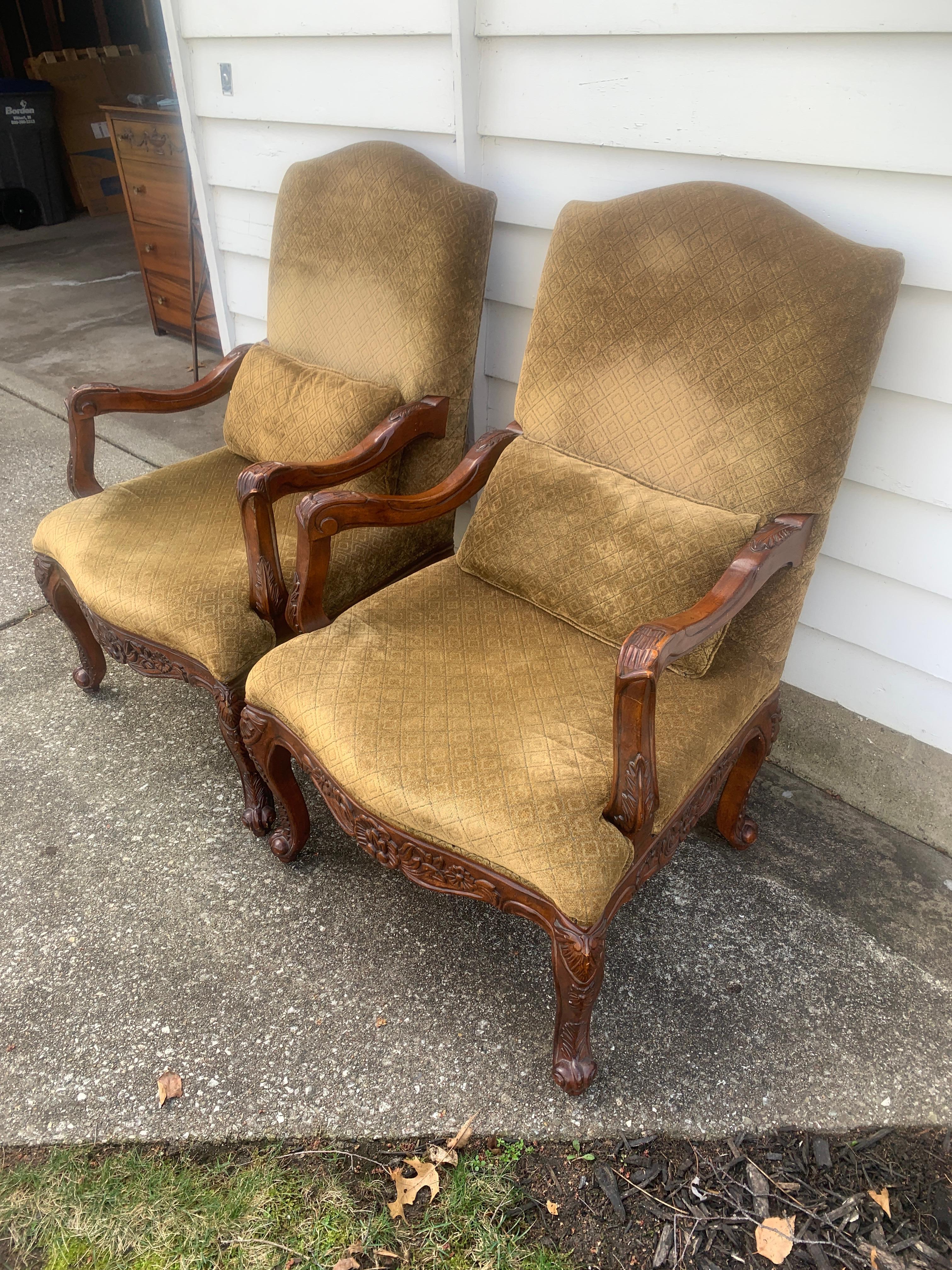 French Provincial Louis XV Style Armchairs, Pair For Sale 3