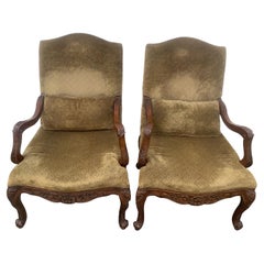 Vintage French Provincial Louis XV Style Armchairs, Pair