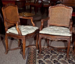 French Provincial Louis XV Style Caned Armchair / Bergere Chair